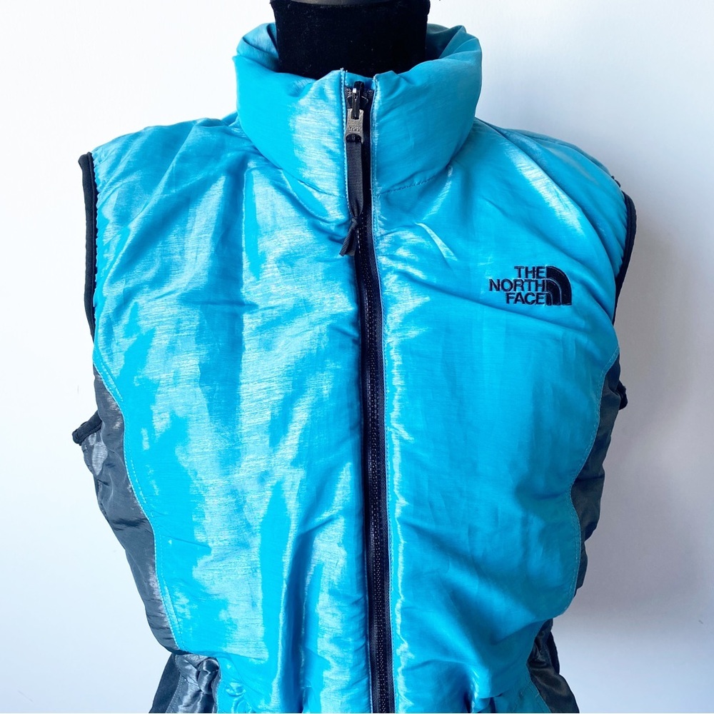 The North Face Retro Blue and Black Goose Down Puffer Vest Size XL - Picture 2 of 13
